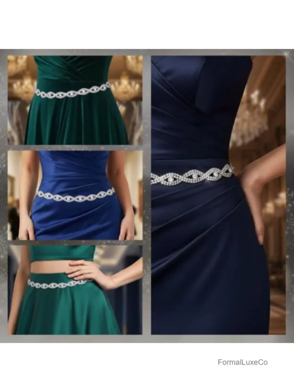 Rhinestone Belt for Women Sparkly Chain Belt Waist Dress Belt